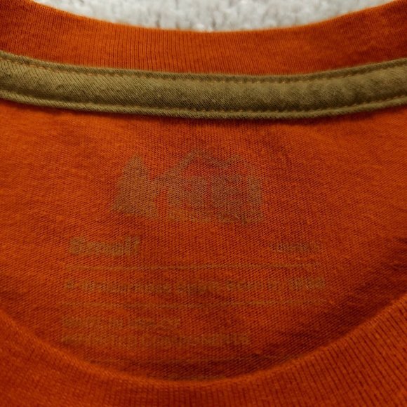 REI T-Shirt Mens Small Orange Short Sleeve Crew Neck Standard Fit - Picture 3 of 9